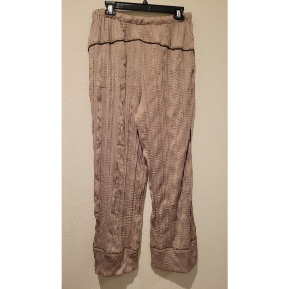 NWT Free People All Out Satin Loose Wide Pants Size Large MSRP $98 Beige Pockets - Picture 4 of 12